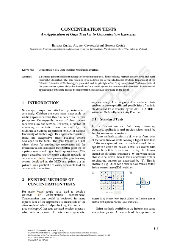(PDF) CONCENTRATION TESTS - An Application of Gaze Tracker to ...