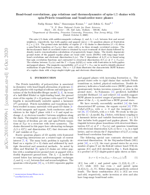 (PDF) Bond-bond correlations, gap relations and thermodynamics of spin ...