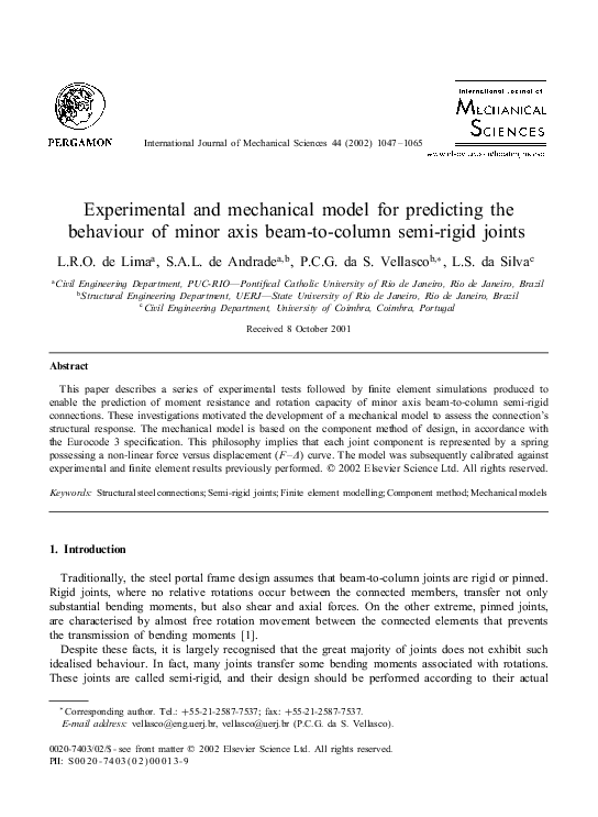 (PDF) Experimental and mechanical model for predicting the behaviour of ...