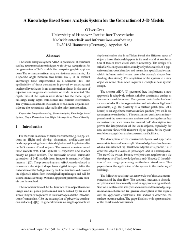 (PDF) A Knowledge Based Scene Analysis System for the Generation of 3-D ...