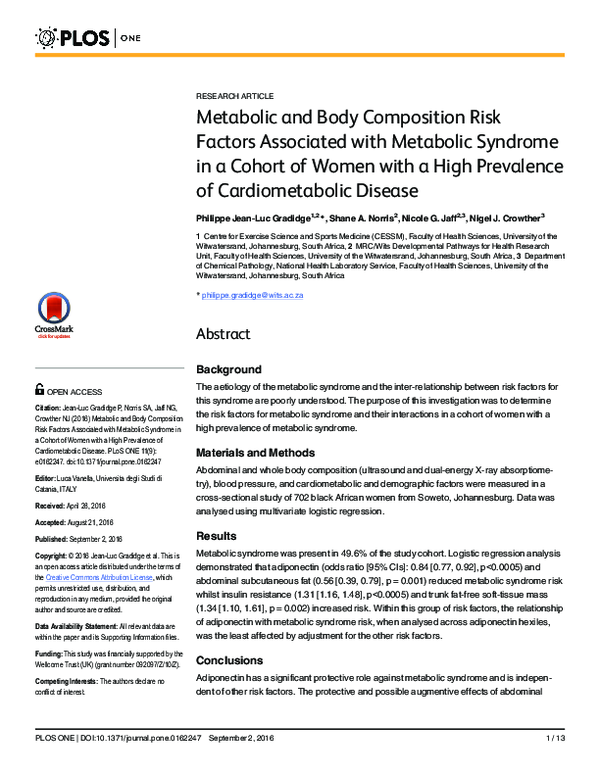 (PDF) Metabolic and Body Composition Risk Factors Associated with ...