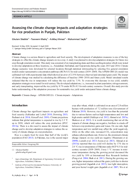 (PDF) Assessing climate change impacts and adaptation strategies in China