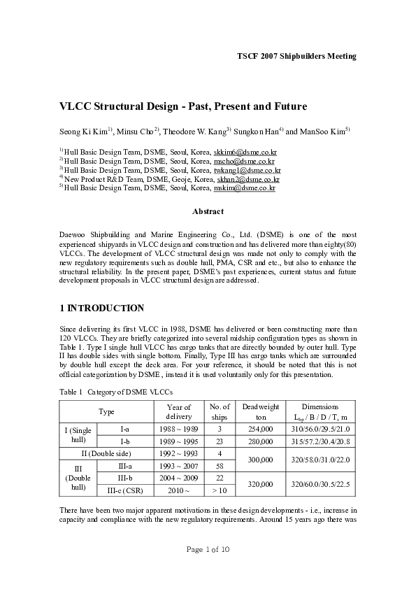 (PDF) VLCC Structural Design - Past, Present and Future