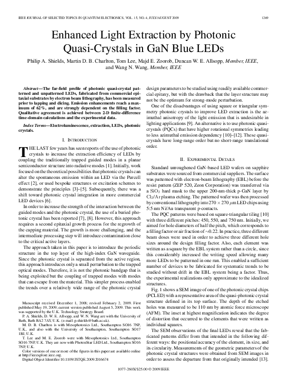 (PDF) Enhanced Light Extraction by Photonic Quasi-Crystals in GaN Blue LEDs