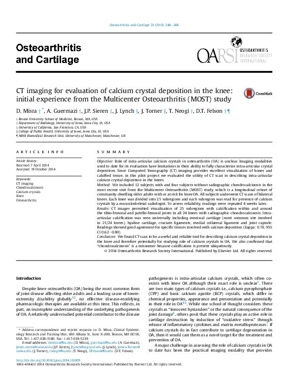 (PDF) CT Imaging for Evaluation of Calcium Crystal Deposition in the ...