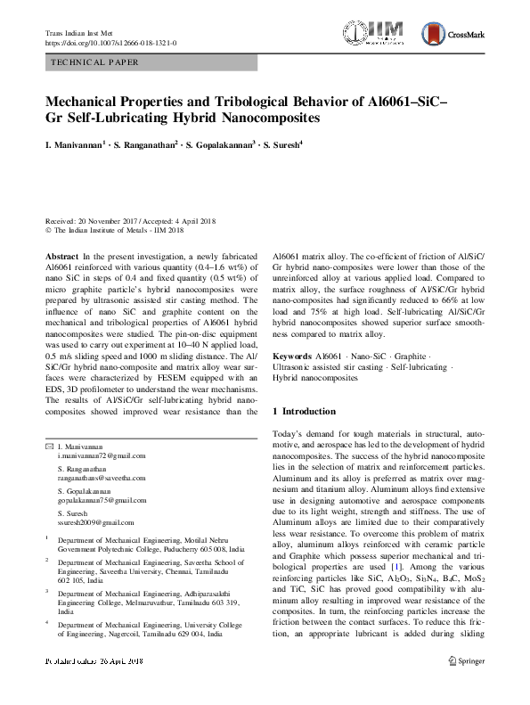 (PDF) Mechanical Properties and Tribological Behaviour of State-of-the ...