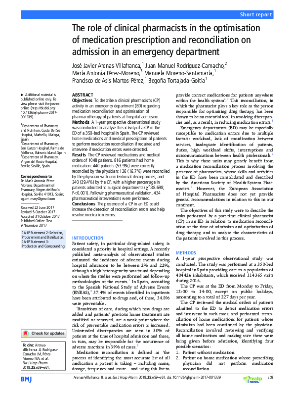 (PDF) The role of clinical pharmacists in the optimisation of ...