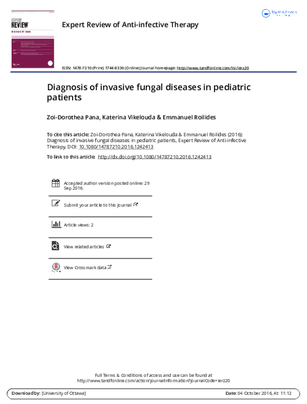 (PDF) Diagnosis of invasive fungal diseases in pediatric patients