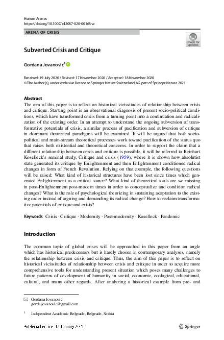 (PDF) Subverted Crisis and Critique