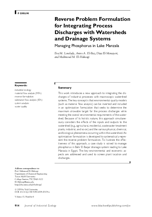 (PDF) Reverse Problem Formulation for Integrating Process Discharges ...