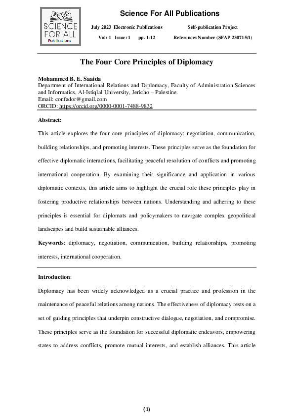 (PDF) The Four Core Principles of Diplomacy