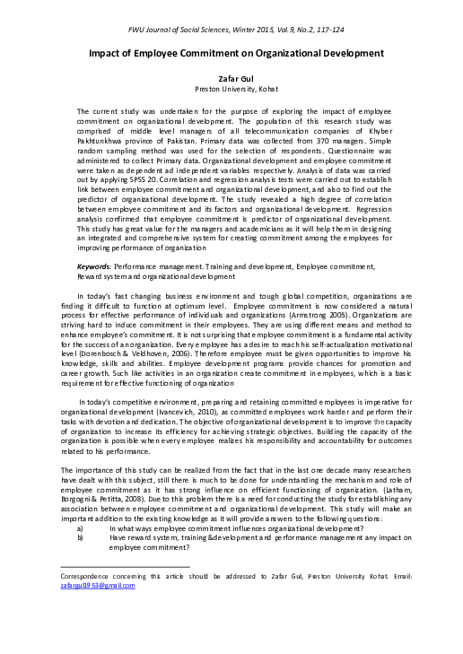 (PDF) IMPACT OF EMPLOYEE COMMITMENT ON ORGANIZATIONAL PERFORMANCE (A ...