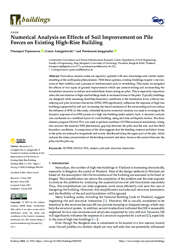 (PDF) Numerical Analysis on Effects of Soil Improvement on Pile Forces ...