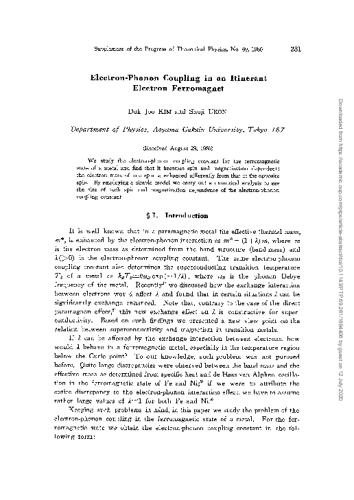 (PDF) Electron-Phonon Coupling in an Itinerant Electron Ferromagnet ...
