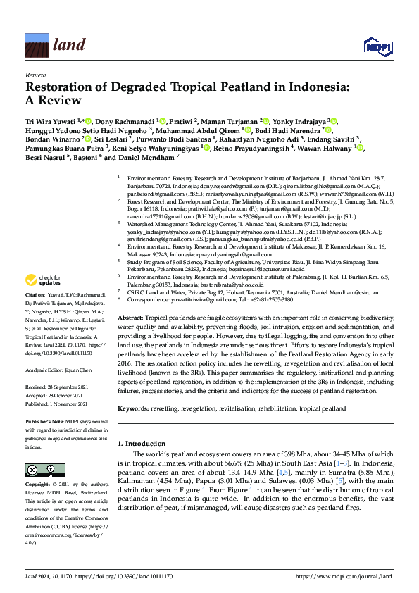 (PDF) Restoring Tropical Peatlands in Indonesia