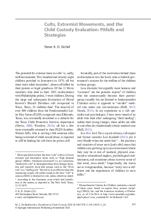 (PDF) Cults, Extremist Movements, and the Child Custody Evaluation ...
