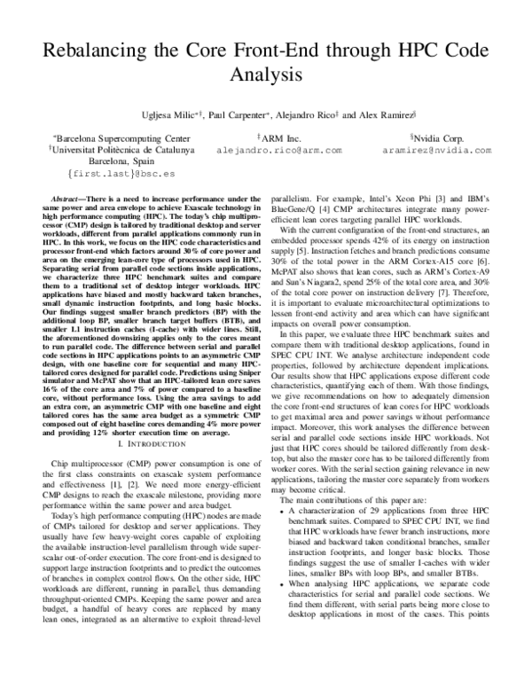 (PDF) Rebalancing the core front-end through HPC code analysis