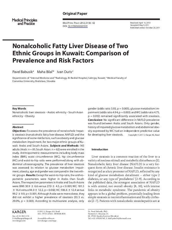 (PDF) Nonalcoholic Fatty Liver Disease of Two Ethnic Groups in Kuwait ...