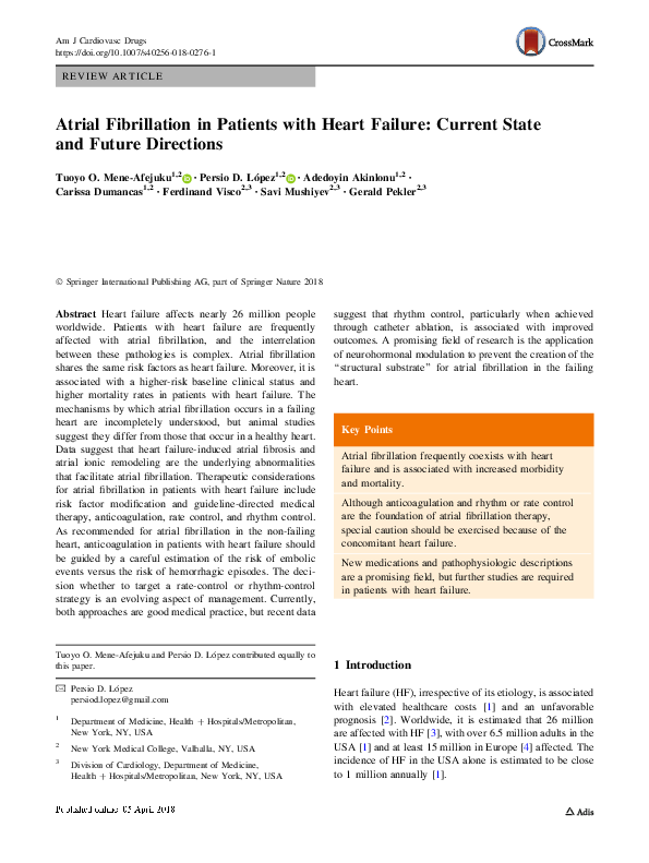 (PDF) Atrial Fibrillation in Patients with Heart Failure: Pharmacologic ...