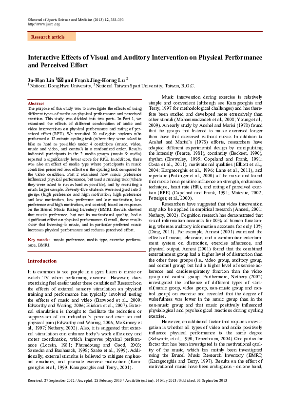 (PDF) Interactive effects of visual and auditory intervention on ...