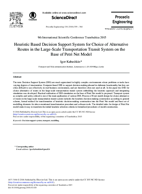 (PDF) Heuristic Based Decision Support System for Choice of Alternative ...