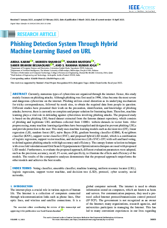(PDF) Phishing Detection System Through Hybrid Machine Learning Based ...