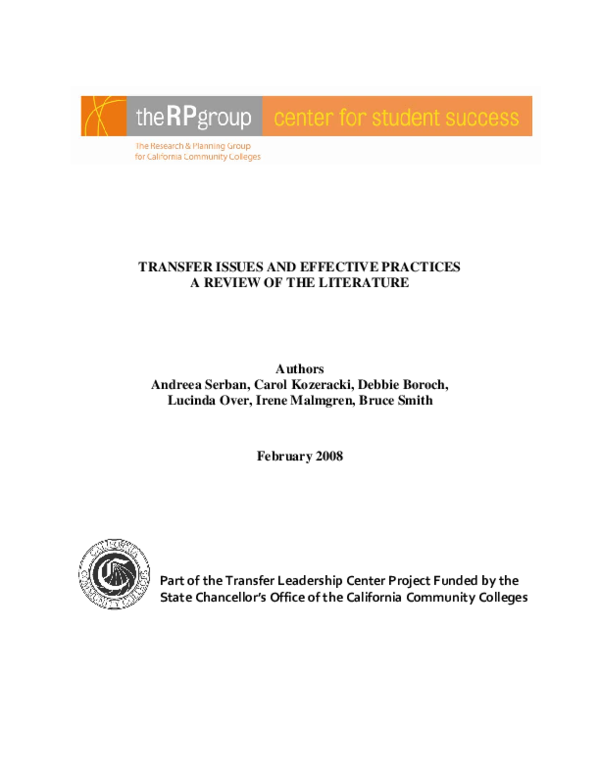(PDF) Transfer Issues and Effective Practices a Review of the Literature
