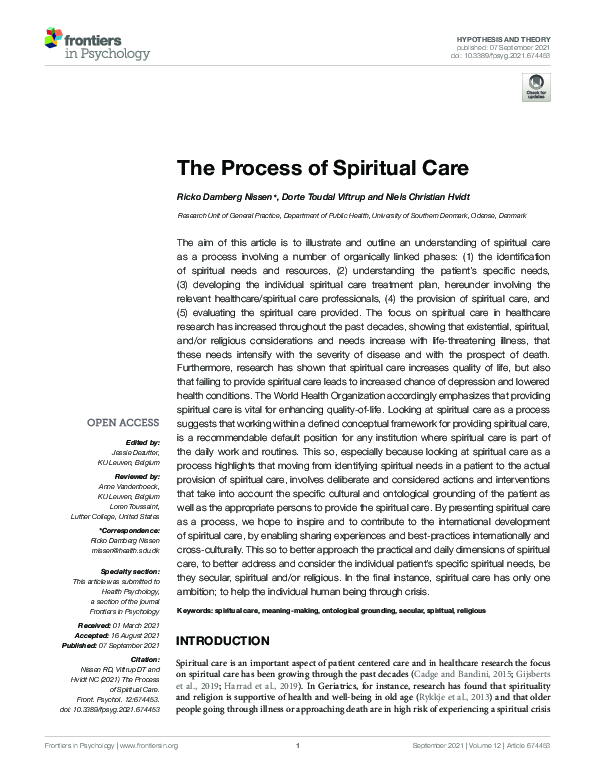 (PDF) The Process of Spiritual Care