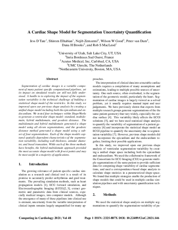 (PDF) A Cardiac Shape Model for Segmentation Uncertainty Quantification