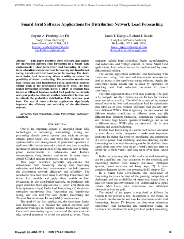 (PDF) Smard Grid Software Applications for Distribution Network Load ...