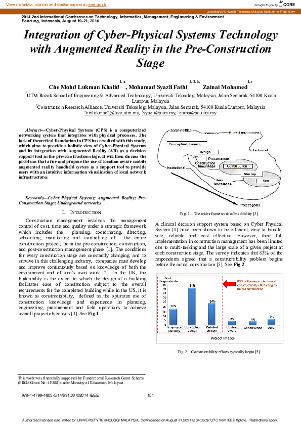 (PDF) Integration of cyber-physical systems technology with augmented ...