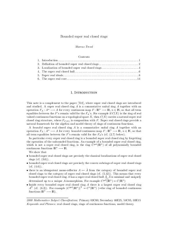 (PDF) Bounded super real closed rings