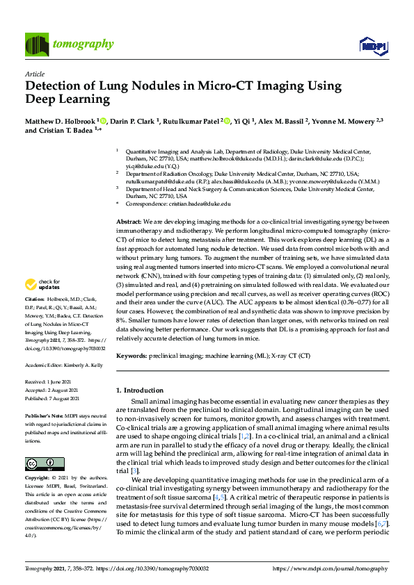 (PDF) Detection of Lung Nodules in Micro-CT Imaging Using Deep Learning