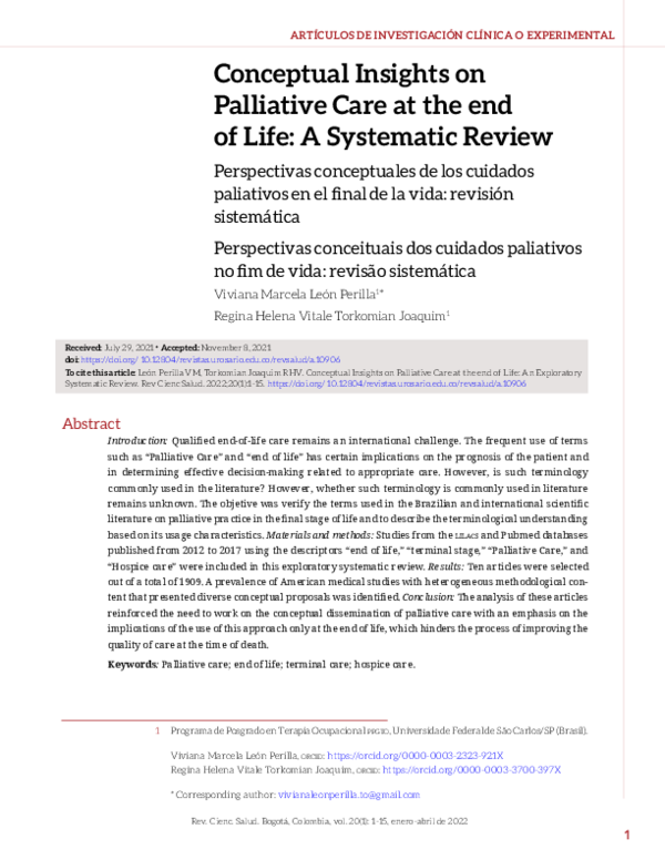 (PDF) Conceptual Insights on Palliative Care at the end of Life: A ...