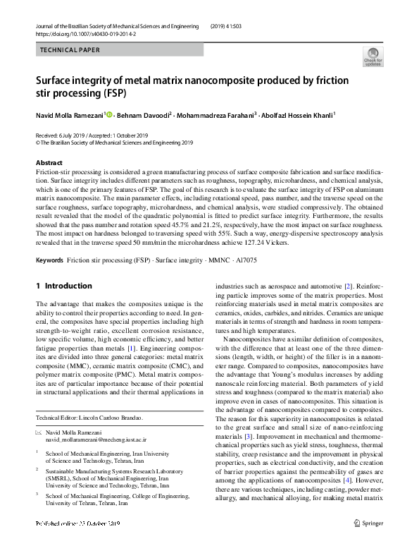 (PDF) Surface integrity of metal matrix nanocomposite produced by ...