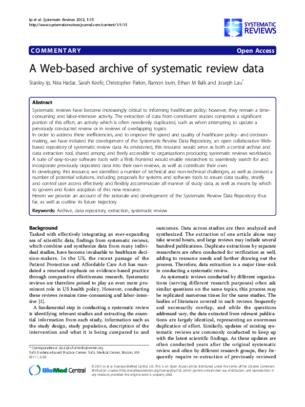(PDF) A Web-based archive of systematic review data