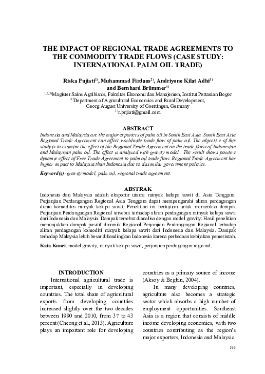 (PDF) The Impact of Regional Trade Agreements to the Commodity Trade ...
