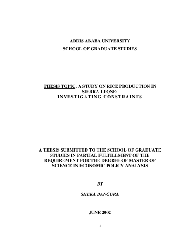 (PDF) A Study on Rice Production in Sierra Leone: Investigating Constraints