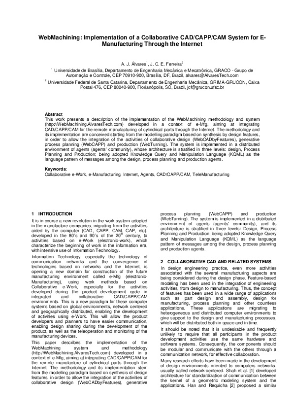 (PDF) WebMachining: Implementation of a Collaborative CAD/CAPP/CAM ...