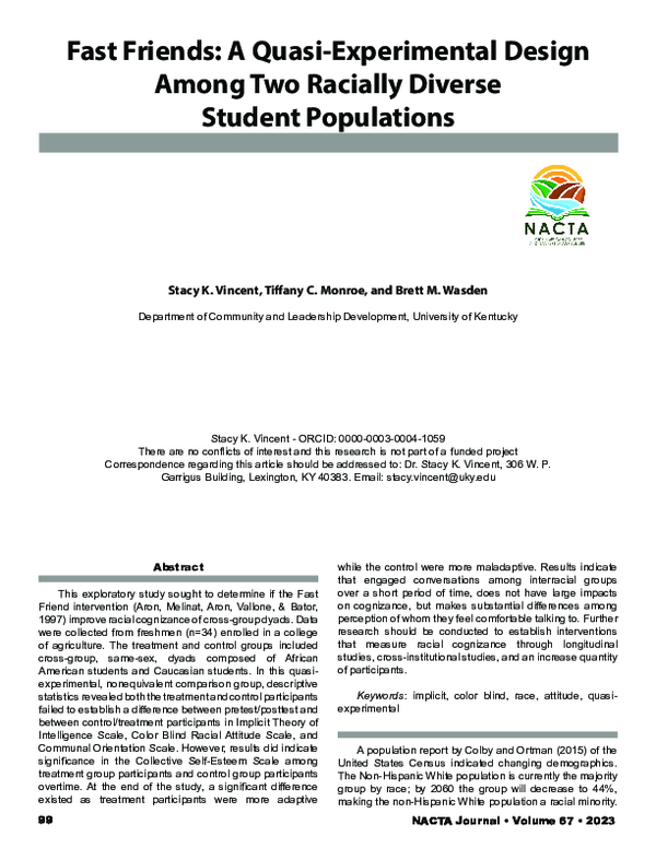 (PDF) Fast Friends: A Quasi-Experimental Design Among Two Racially ...