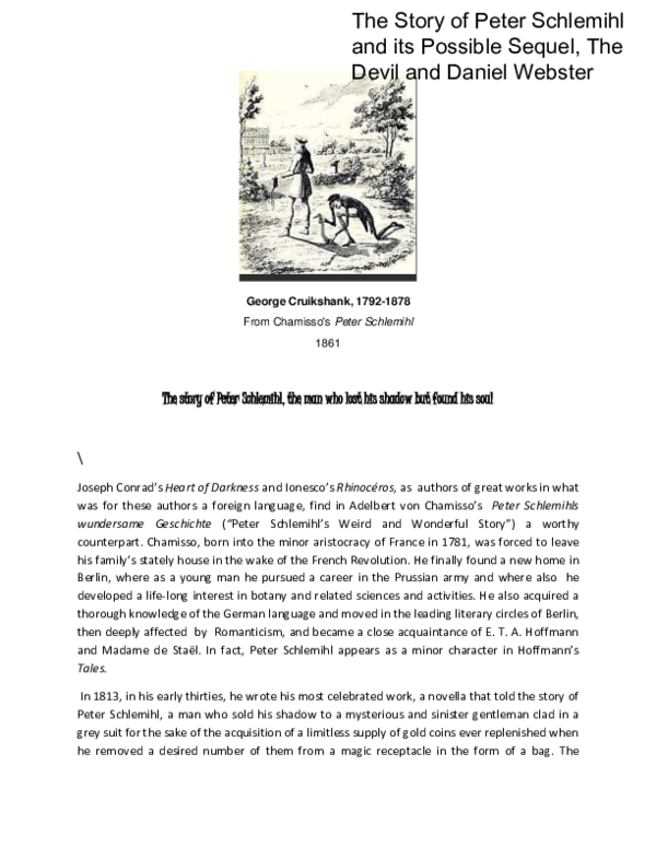 (PDF) A Question of 'Influence': Peter Schlemihl and "The Devil and ...