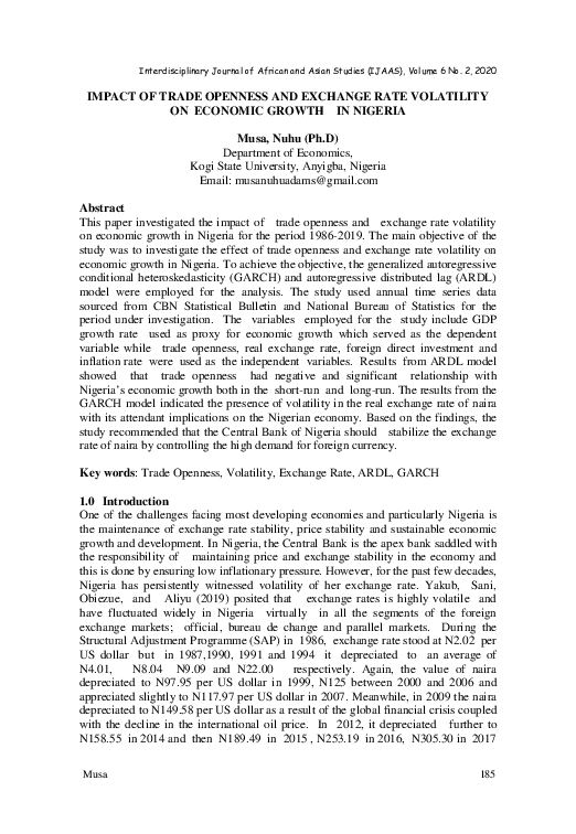 (PDF) Impact of Trade Openness and Exchange Rate Volatilityon Economic ...