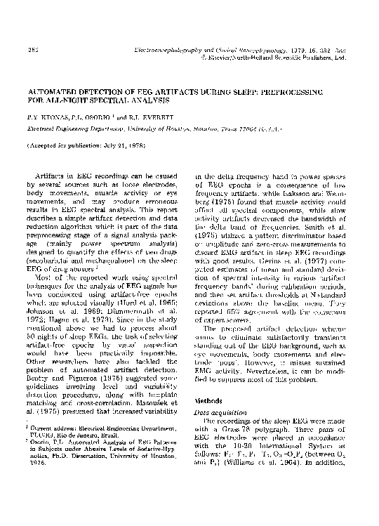 (PDF) Automated detection of EEG artifacts during sleep: Preprocessing ...