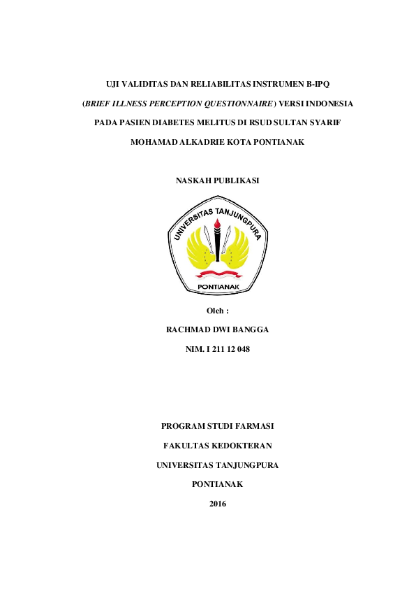 (PDF) Uji Validitas Dan Reliabilitas Instrumen Brief Illness Perception ...