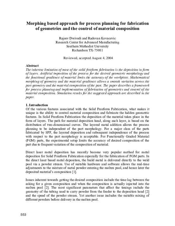 (PDF) Morphing Based Approach for Process Planning for Fabrication of ...