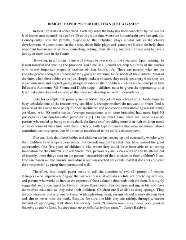 (PDF) (Developmental Psychology) An Insight Paper on The Infancy Period ...