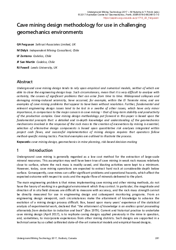 (PDF) Cave mining design methodology for use in challenging ...