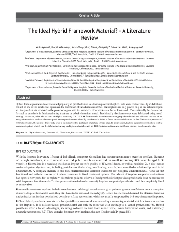 (PDF) The Ideal Hybrid Framework Material? - A Literature Review
