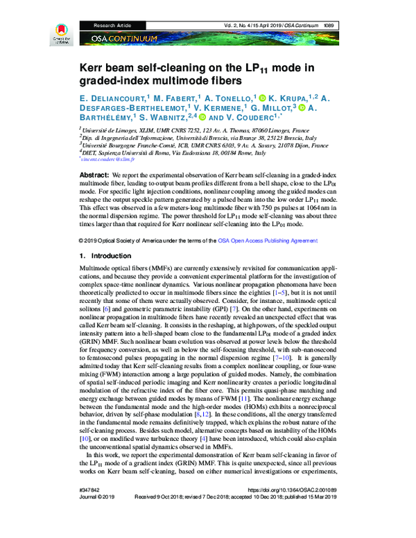 (PDF) Kerr beam self-cleaning on the LP11 mode in graded-index ...