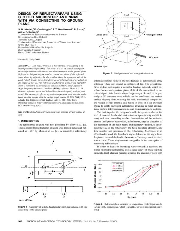 Photo inspiration: Pdf Design Of Reflectarrays Using Slotted Microstrip Antennas With Via Photo Inspiration